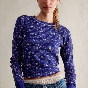 Free People x We The Free - Thermal Floral Blue Women's Top
